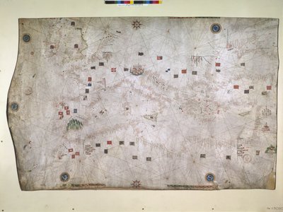 Marine Map of the North-East Atlantic Ocean, Mediterranean Sea, and Black Sea by Petrus Roselli